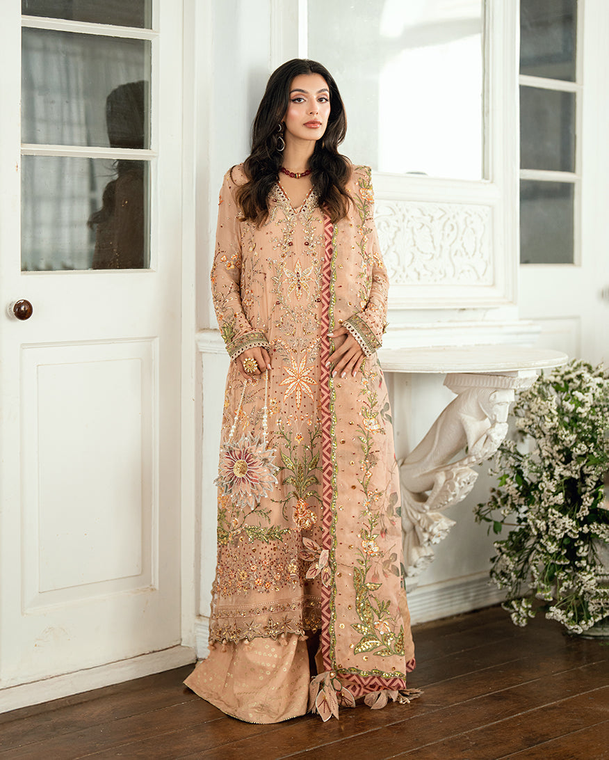 Mushq Sham Shandaar Embroidered Chiffon Unstitched 3Pc Suit - Tarannum
