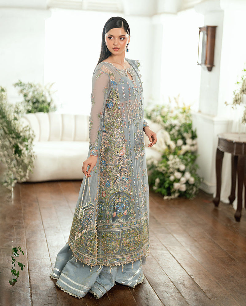 Mushq Sham Shandaar Embroidered Chiffon Unstitched 3Pc Suit - Jashn e Jahanara