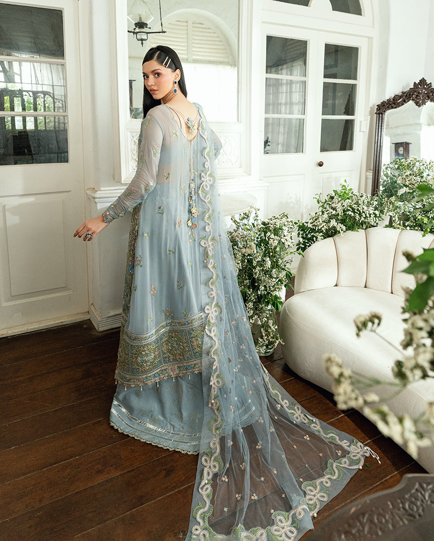 Mushq Sham Shandaar Embroidered Chiffon Unstitched 3Pc Suit - Jashn e Jahanara