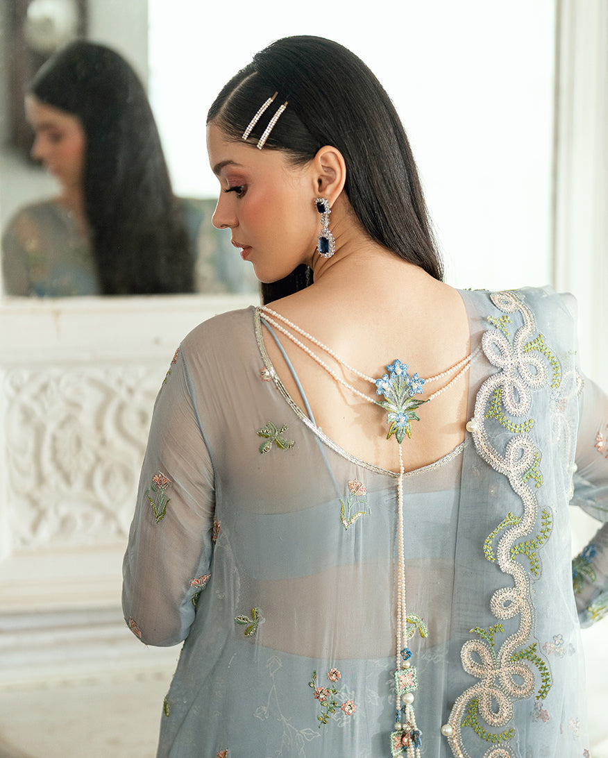 Mushq Sham Shandaar Embroidered Chiffon Unstitched 3Pc Suit - Jashn e Jahanara