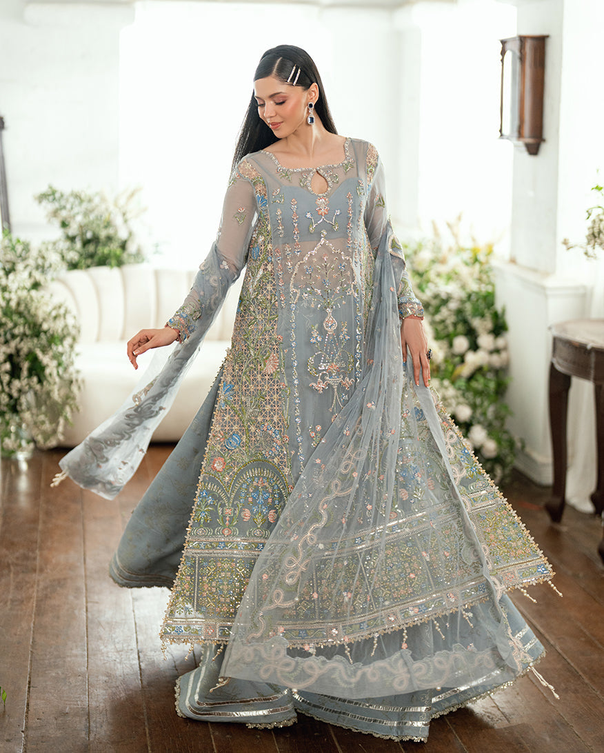 Mushq Sham Shandaar Embroidered Chiffon Unstitched 3Pc Suit - Jashn e Jahanara
