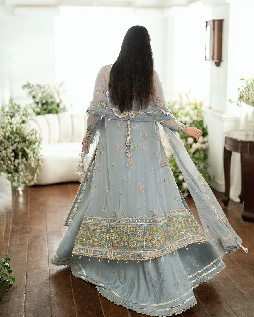 Mushq Sham Shandaar Embroidered Chiffon Unstitched 3Pc Suit - Jashn e Jahanara