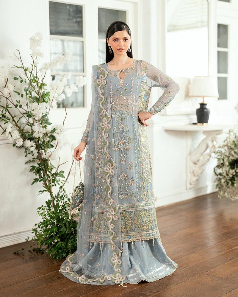 Mushq Sham Shandaar Embroidered Chiffon Unstitched 3Pc Suit - Jashn e Jahanara