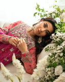 Mushq Sham Shandaar Embroidered Chiffon Unstitched 3Pc Suit - Geet Gulabi