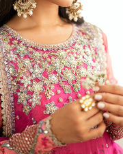 Mushq Sham Shandaar Embroidered Chiffon Unstitched 3Pc Suit - Geet Gulabi