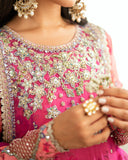 Mushq Sham Shandaar Embroidered Chiffon Unstitched 3Pc Suit - Geet Gulabi