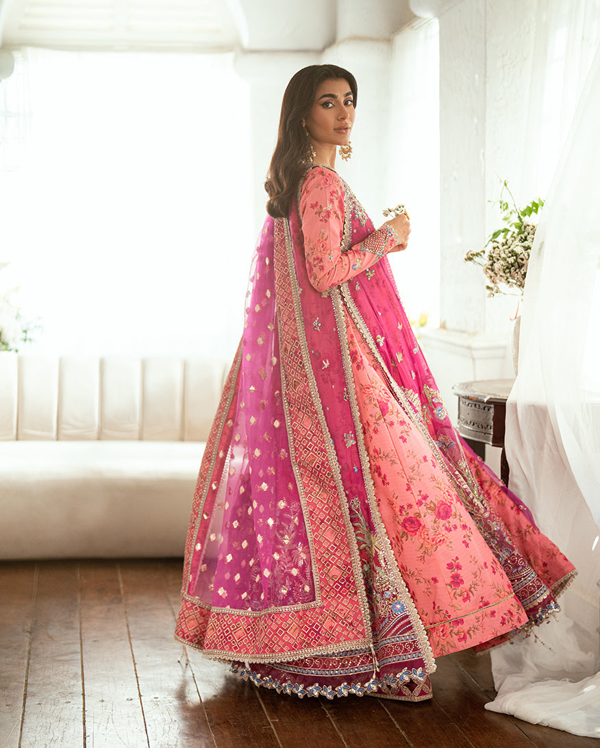 Mushq Sham Shandaar Embroidered Chiffon Unstitched 3Pc Suit - Geet Gulabi