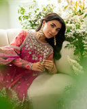 Mushq Sham Shandaar Embroidered Chiffon Unstitched 3Pc Suit - Geet Gulabi