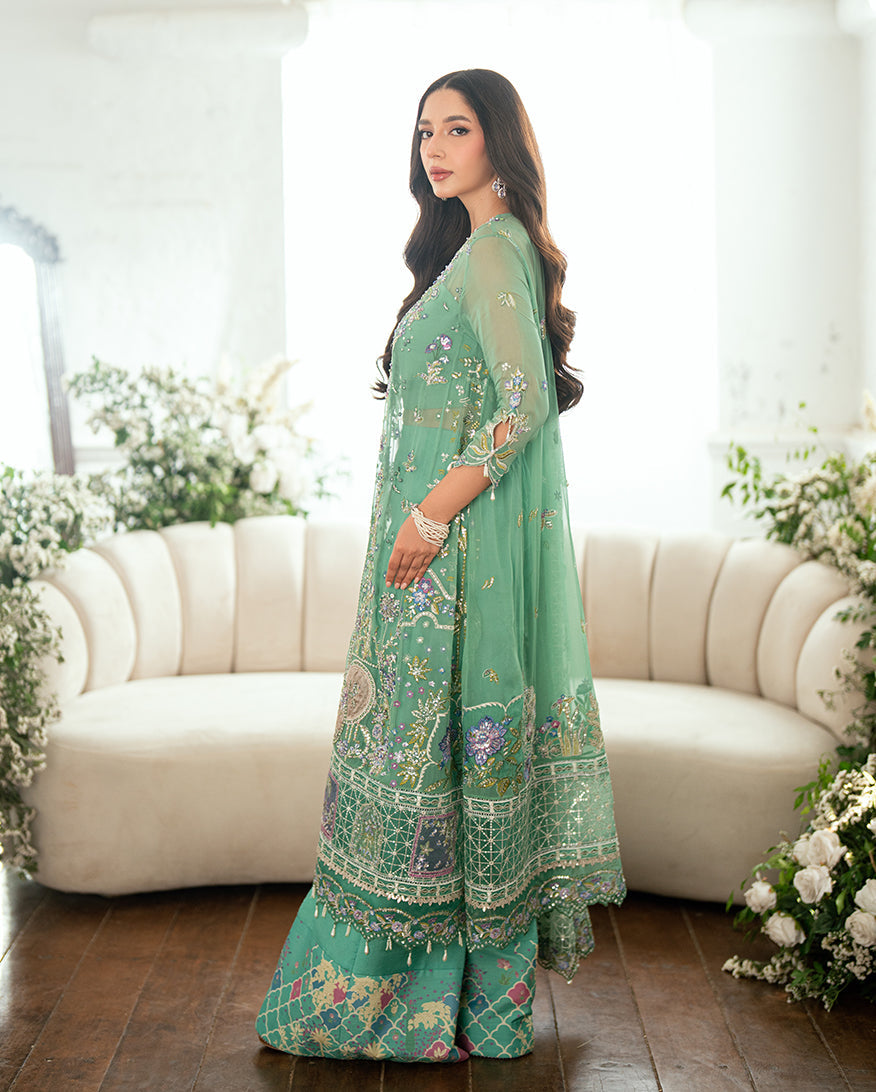 Mushq Sham Shandaar Embroidered Chiffon Unstitched 3Pc Suit - Adaa