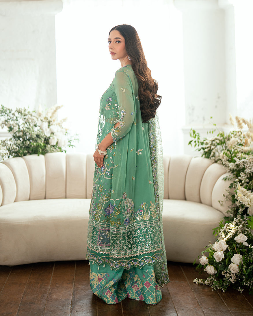 Mushq Sham Shandaar Embroidered Chiffon Unstitched 3Pc Suit - Adaa