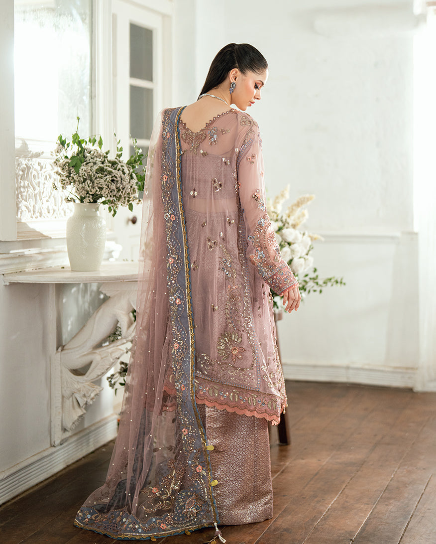 Mushq Sham Shandaar Embroidered Chiffon Unstitched 3Pc Suit - Roop Rangoli