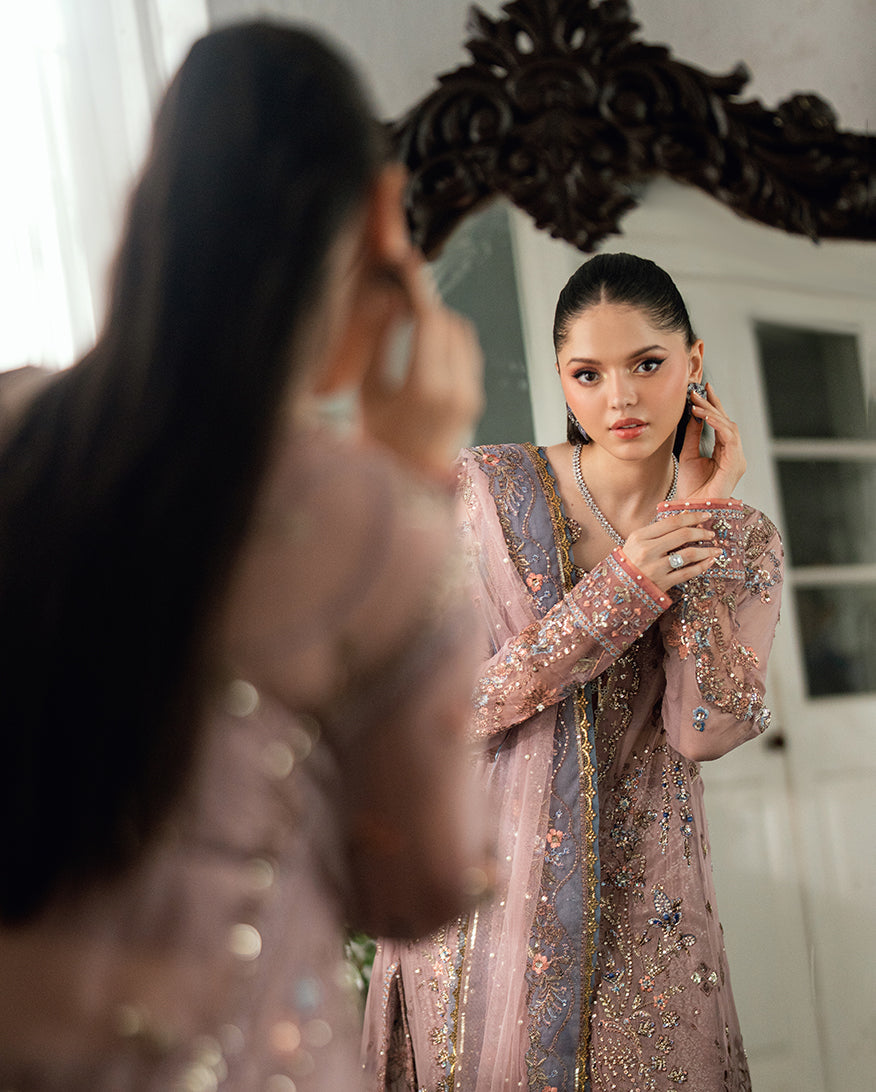 Mushq Sham Shandaar Embroidered Chiffon Unstitched 3Pc Suit - Roop Rangoli