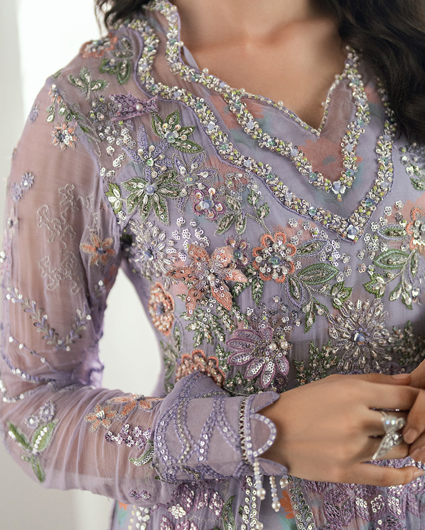 Mushq Sham Shandaar Embroidered Chiffon Unstitched 3Pc Suit - Rangeela Raag