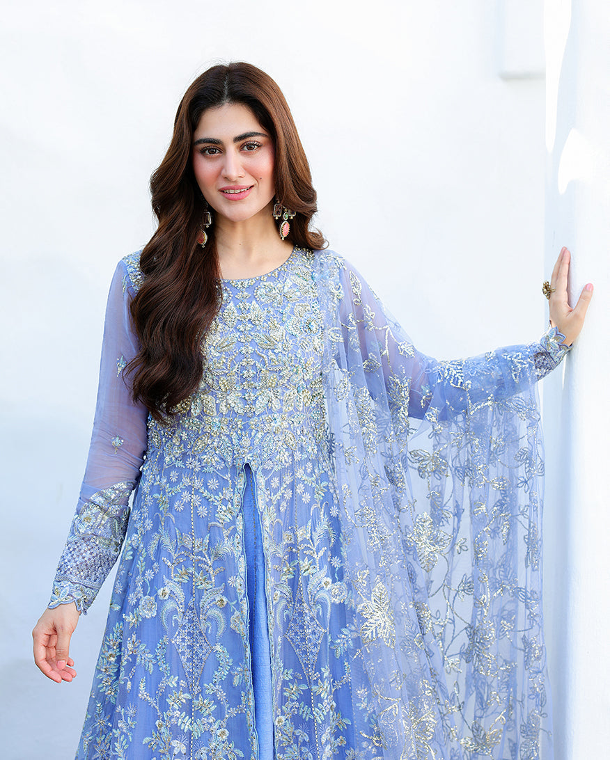 Mushq Bachelorette Chronicles Chiffon Unstitched 3Pc Suit - Blushing Bride