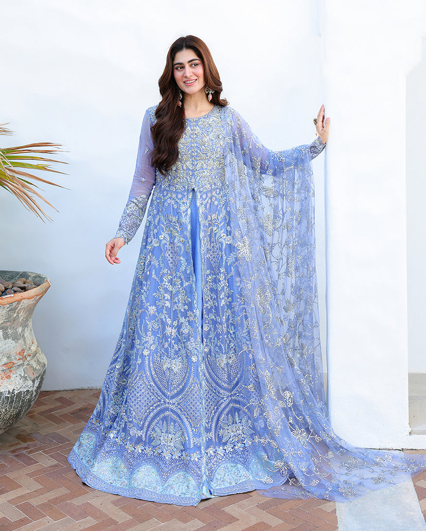 Mushq Bachelorette Chronicles Chiffon Unstitched 3Pc Suit - Blushing Bride