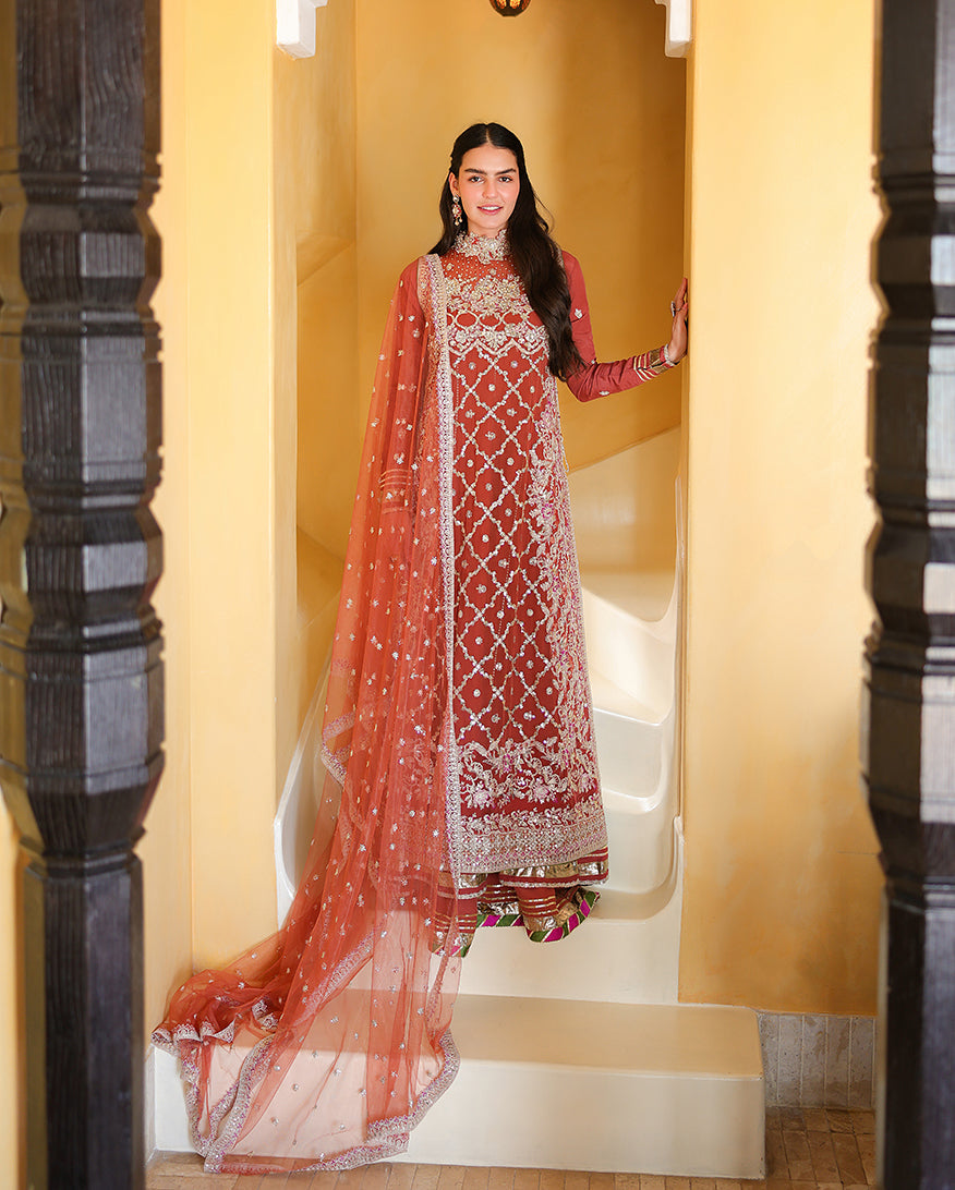 Mushq Bachelorette Chronicles Chiffon Unstitched 3Pc Suit - Rose Romance