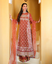 Mushq Bachelorette Chronicles Chiffon Unstitched 3Pc Suit - Rose Romance