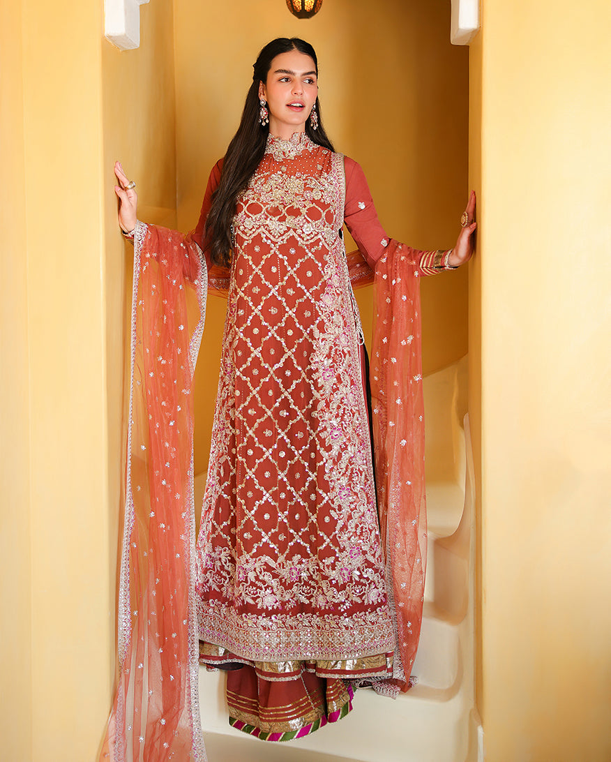 Mushq Bachelorette Chronicles Chiffon Unstitched 3Pc Suit - Rose Romance
