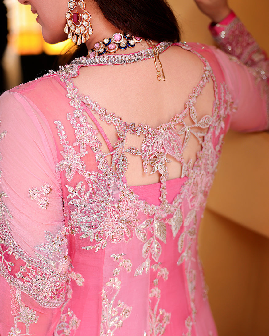 Mushq Bachelorette Chronicles Chiffon Unstitched 3Pc Suit - Pink Promise