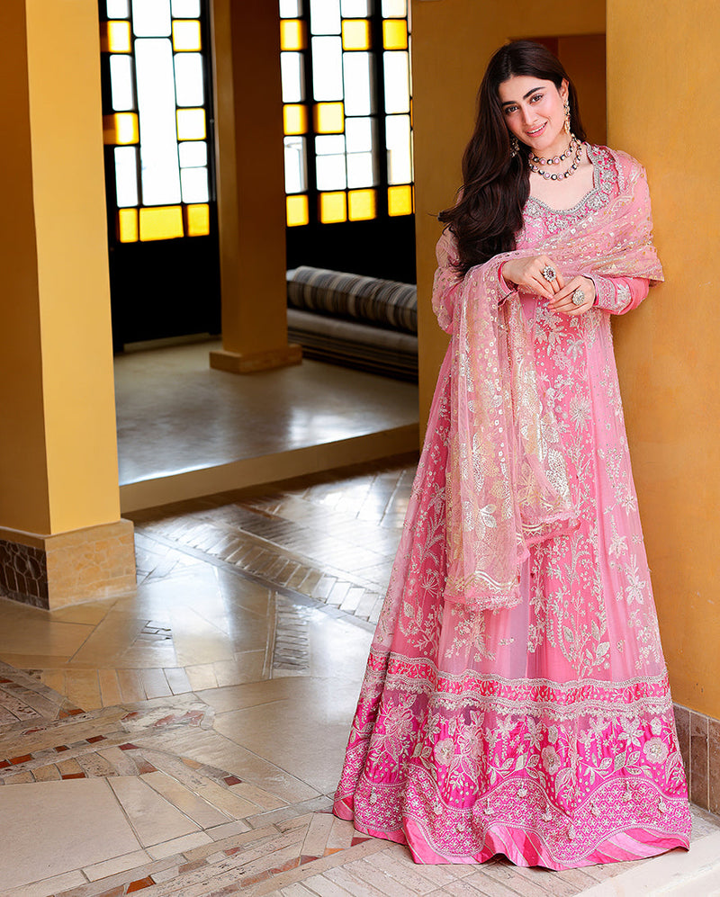 Mushq Bachelorette Chronicles Chiffon Unstitched 3Pc Suit - Pink Promise