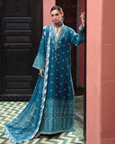 Mushq Nuvera Embroidered Raw Silk Unstitched 3Pc Suit - Rouge Sapphire