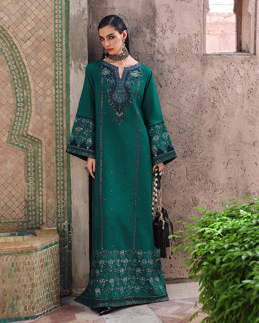 Mushq Nuvera Embroidered Raw Silk Unstitched 3Pc Suit - Royal Affair