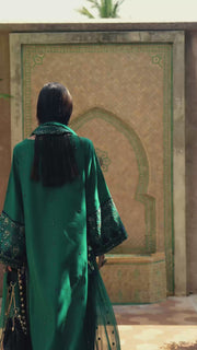 Mushq Nuvera Embroidered Raw Silk Unstitched 3Pc Suit - Royal Affair