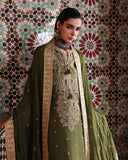 Mushq Nuvera Embroidered Raw Silk Unstitched 3Pc Suit - Celestia Crown
