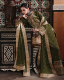 Mushq Nuvera Embroidered Raw Silk Unstitched 3Pc Suit - Celestia Crown
