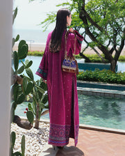 Mushq Nuvera Embroidered Raw Silk Unstitched 3Pc Suit - Reina Rouge