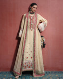 Mushq Nuvera Embroidered Raw Silk Unstitched 3Pc Suit - Cardinal Gem