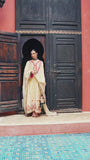 Mushq Nuvera Embroidered Raw Silk Unstitched 3Pc Suit - Cardinal Gem