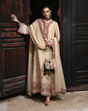 Mushq Nuvera Embroidered Raw Silk Unstitched 3Pc Suit - Cardinal Gem