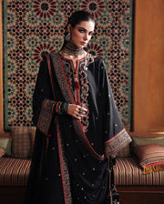 Mushq Nuvera Embroidered Raw Silk Unstitched 3Pc Suit - Carmine Jewel