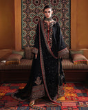 Mushq Nuvera Embroidered Raw Silk Unstitched 3Pc Suit - Carmine Jewel