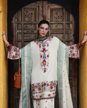 Mushq Nuvera Embroidered Raw Silk Unstitched 3Pc Suit - Vivienne Rose