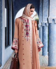 Mushq Nuvera Embroidered Raw Silk Unstitched 3Pc Suit - Belladona Royale
