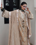 Mushq Nuvera Embroidered Raw Silk Unstitched 3Pc Suit - Queen's Promise