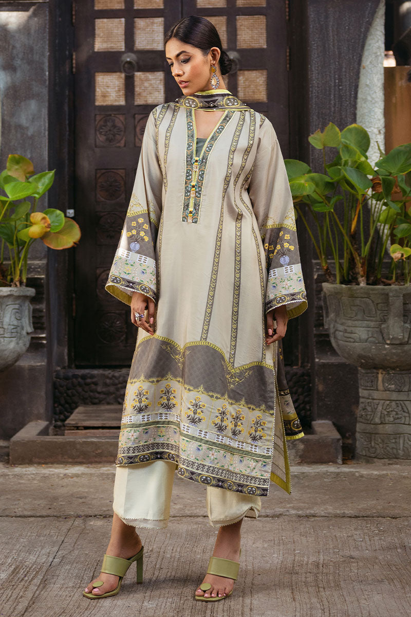 Mushq Nirvana Embroidered Raw Silk Unstitched 3Pc Suit MPS-01 Chestnut