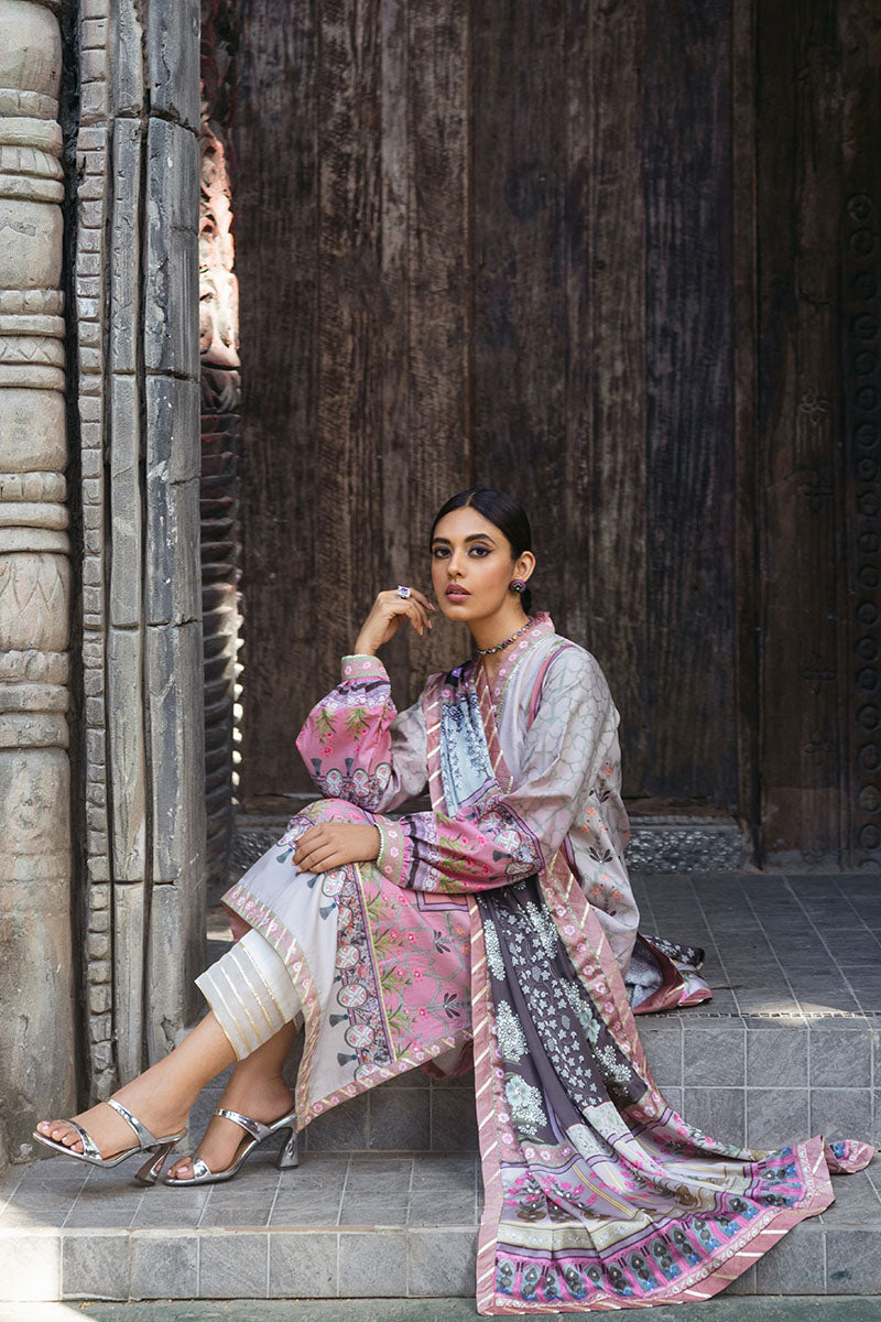 Mushq Nirvana Embroidered Raw Silk Unstitched 3Pc Suit MPS-03 Pewter