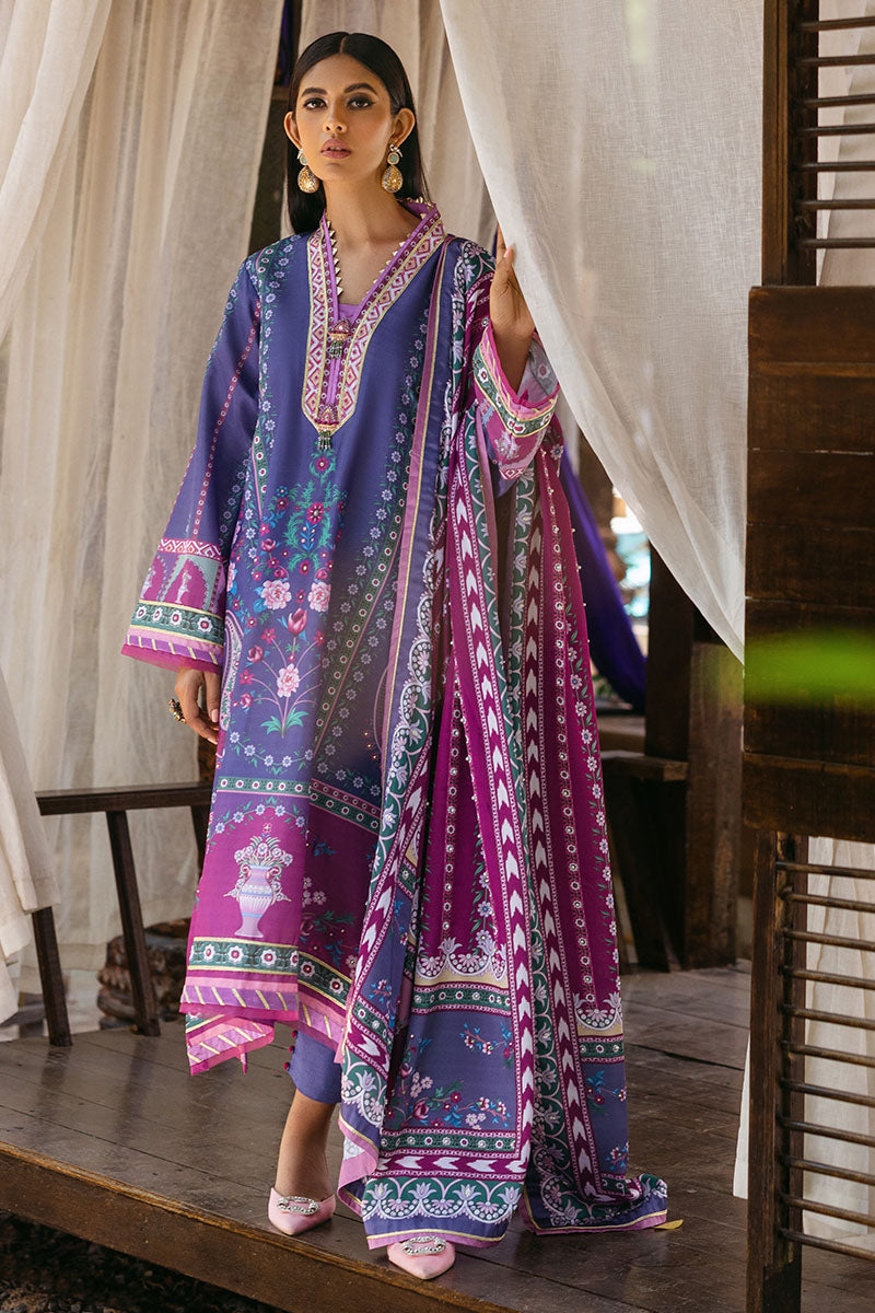 Mushq Nirvana Embroidered Raw Silk Unstitched 3Pc Suit MPS-07 Indigo