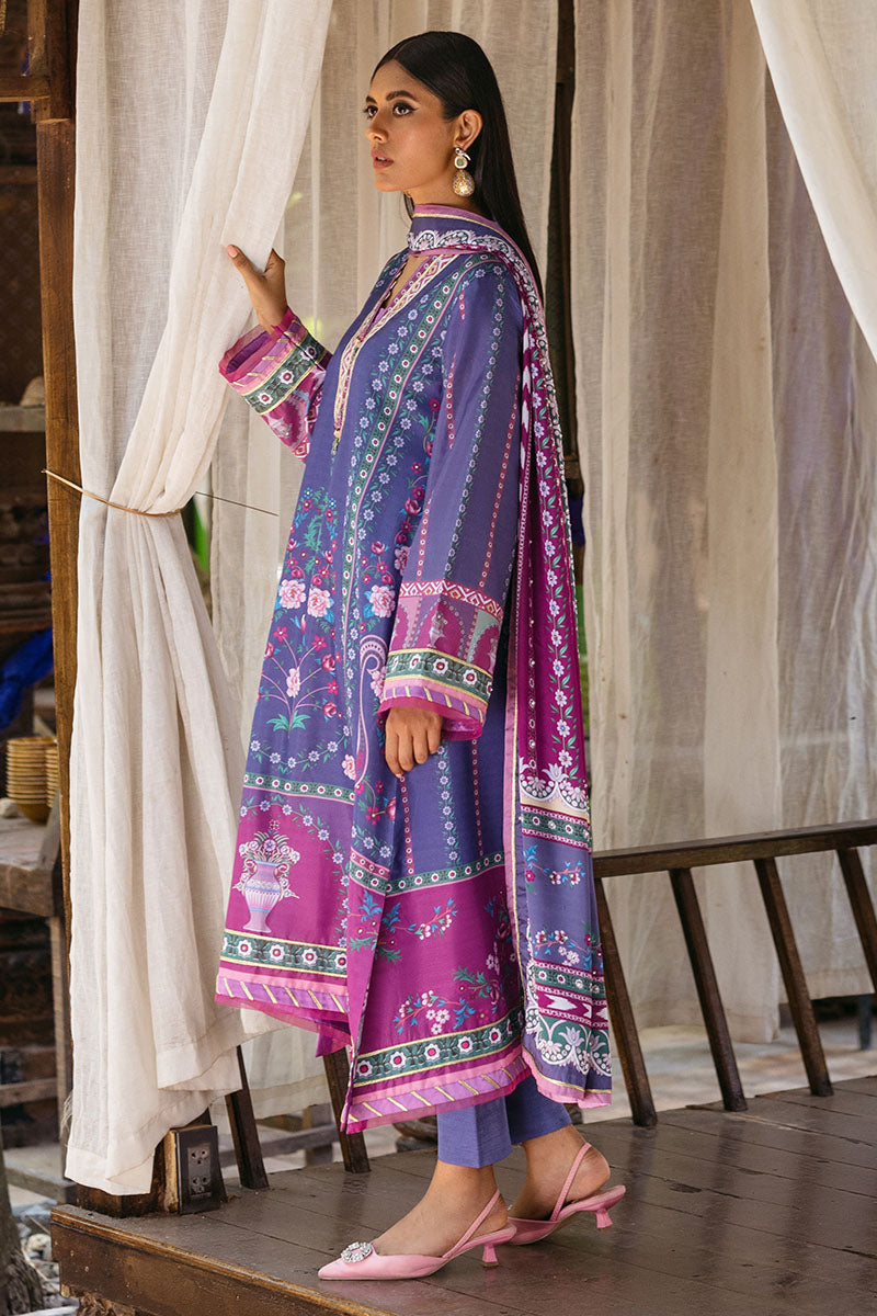 Mushq Nirvana Embroidered Raw Silk Unstitched 3Pc Suit MPS-07 Indigo