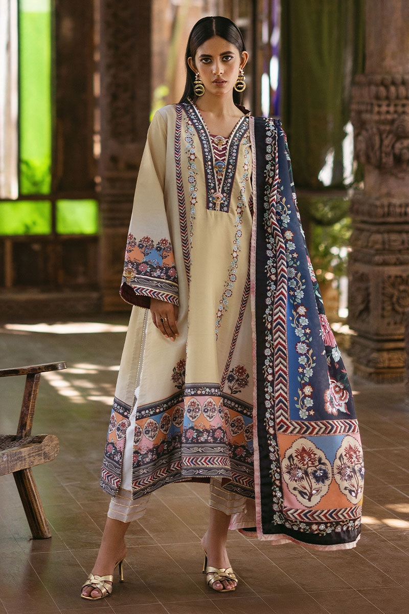 Mushq Nirvana Embroidered Raw Silk Unstitched 3Pc Suit MPS-09 Taupe