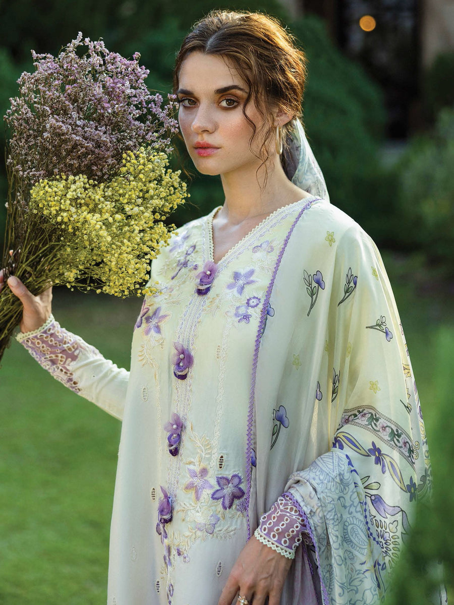 Mushq Solace Embroidered Chikankari Lawn Unstitched 3Pc Suit MSL-2501 Gioia