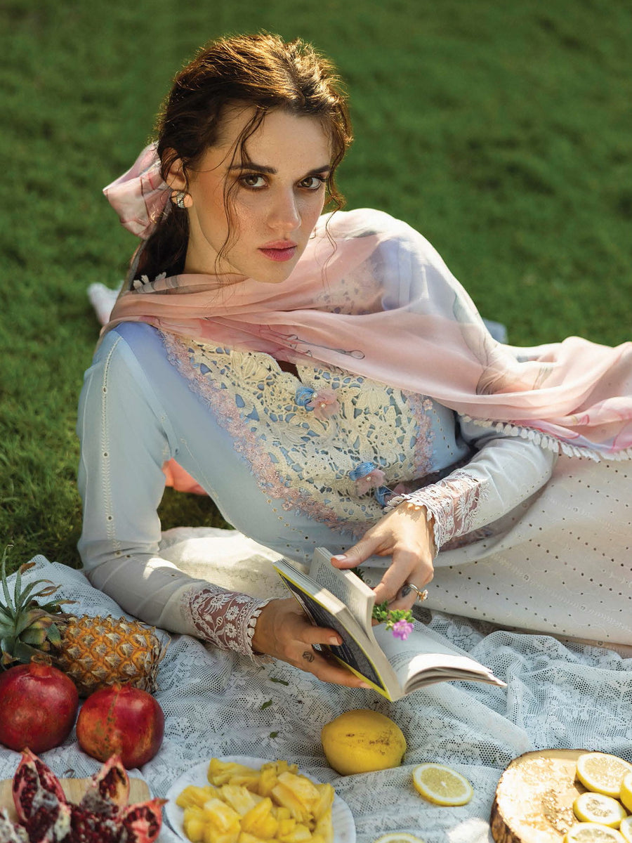 Mushq Solace Embroidered Chikankari Lawn Unstitched 3Pc Suit MSL-2508 Purezza