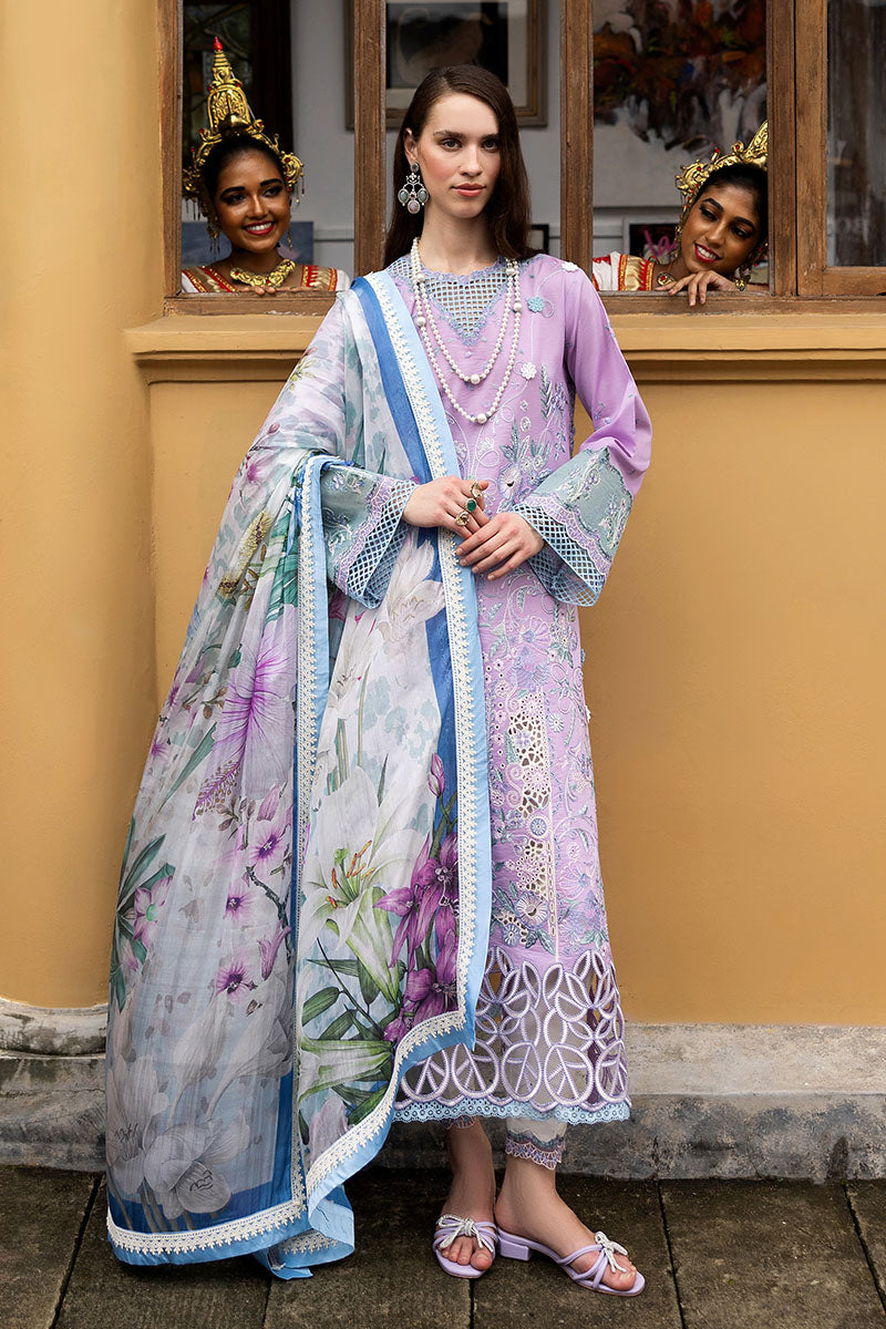 Mushq Manaram Embroidered Lawn Unstitched 3Pc Suit - Glowing Pulse