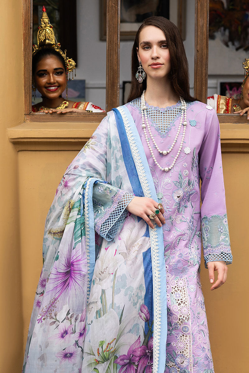 Mushq Manaram Embroidered Lawn Unstitched 3Pc Suit - Glowing Pulse
