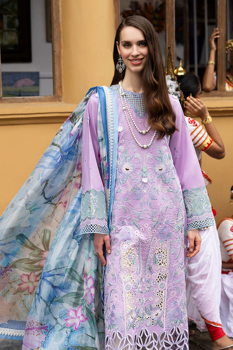 Mushq Manaram Embroidered Lawn Unstitched 3Pc Suit - Glowing Pulse