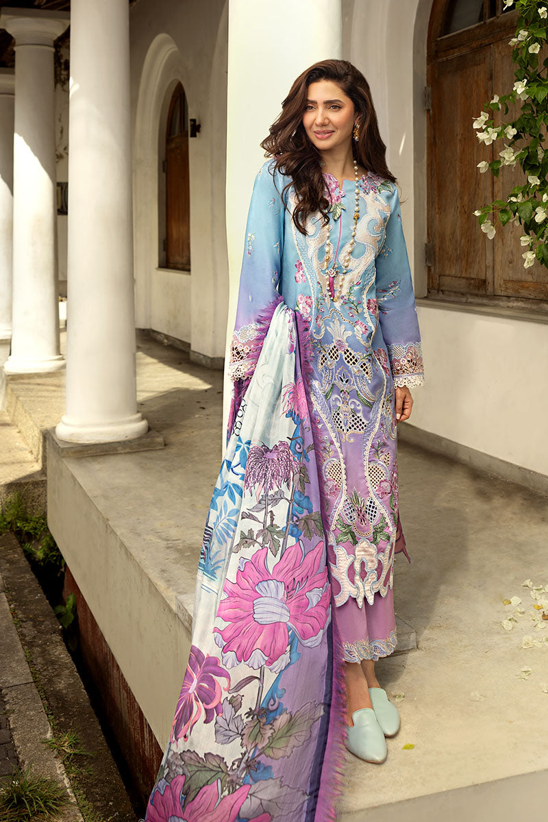 Mushq Manaram Embroidered Lawn Unstitched 3Pc Suit - Whispering Melody