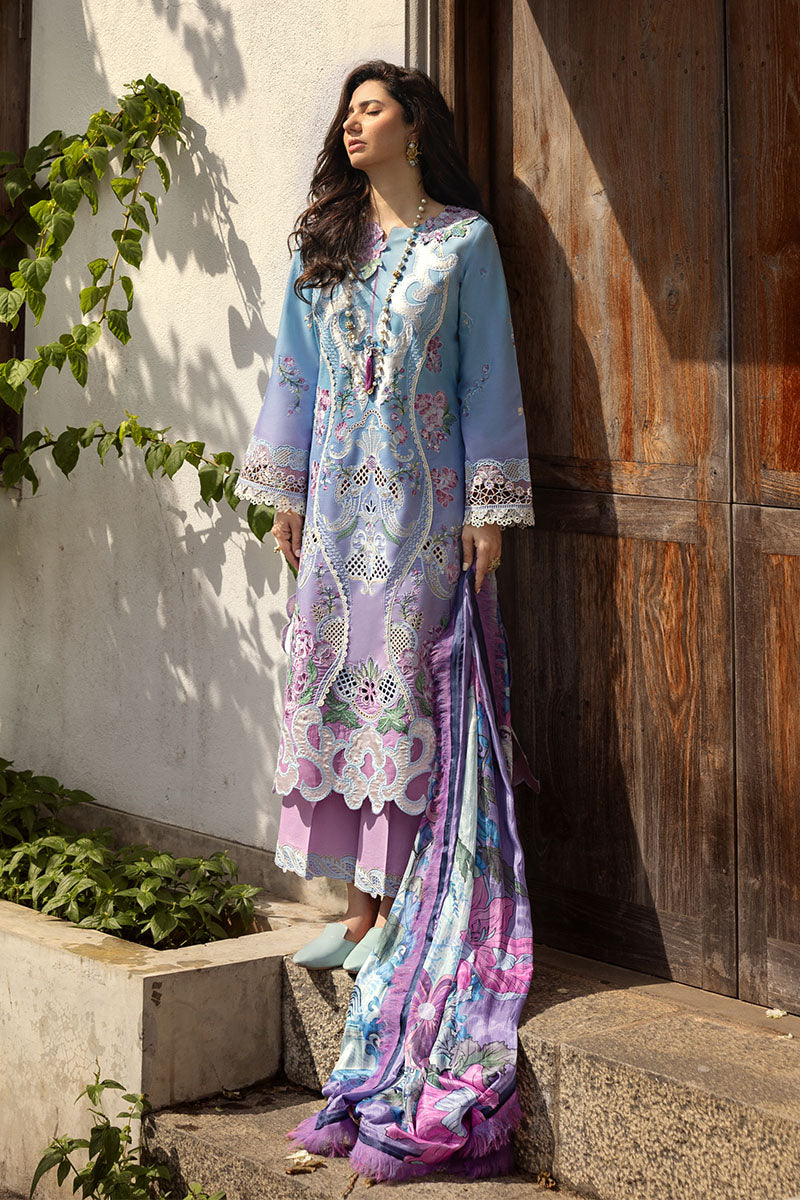 Mushq Manaram Embroidered Lawn Unstitched 3Pc Suit - Whispering Melody